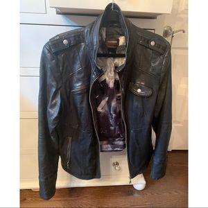 Danier Black Italian Leather Motorcycle Jacket